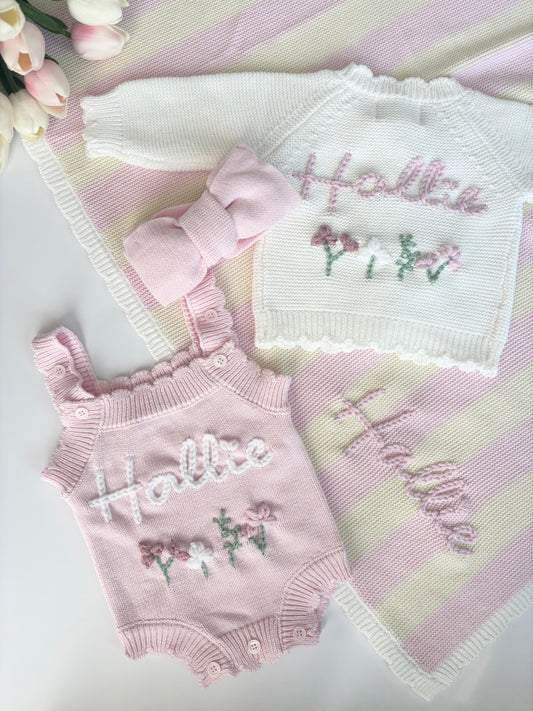 Pink Scallop Wildflower Romper