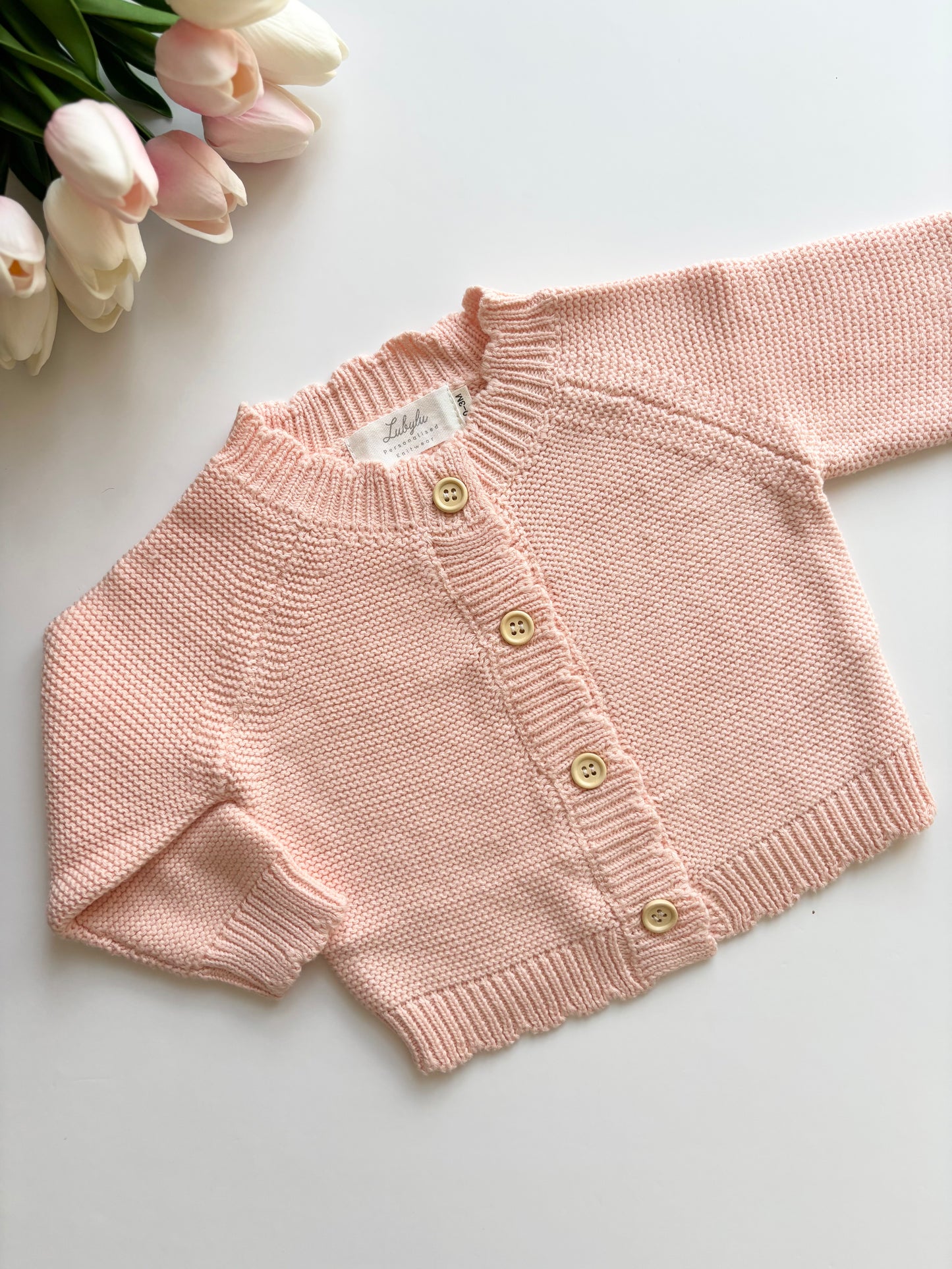 Peach Scalloped Edge Cardigan
