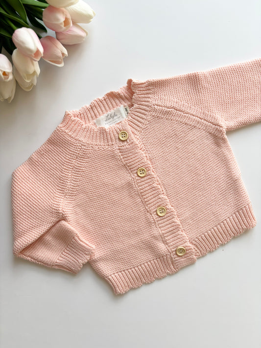 Peach Scalloped Edge Cardigan