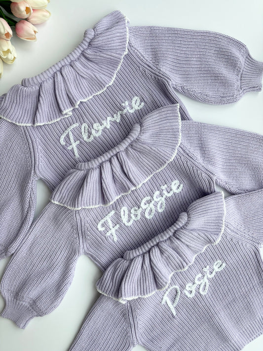 Lilac Frill Collar Cardigan
