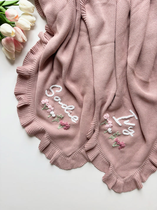 Personalised Frill Edge Baby Blanket
