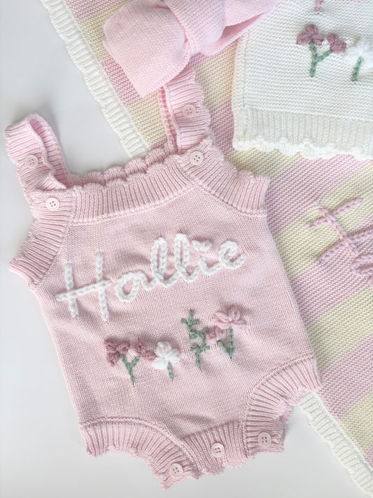 Pink Scallop Wildflower Romper