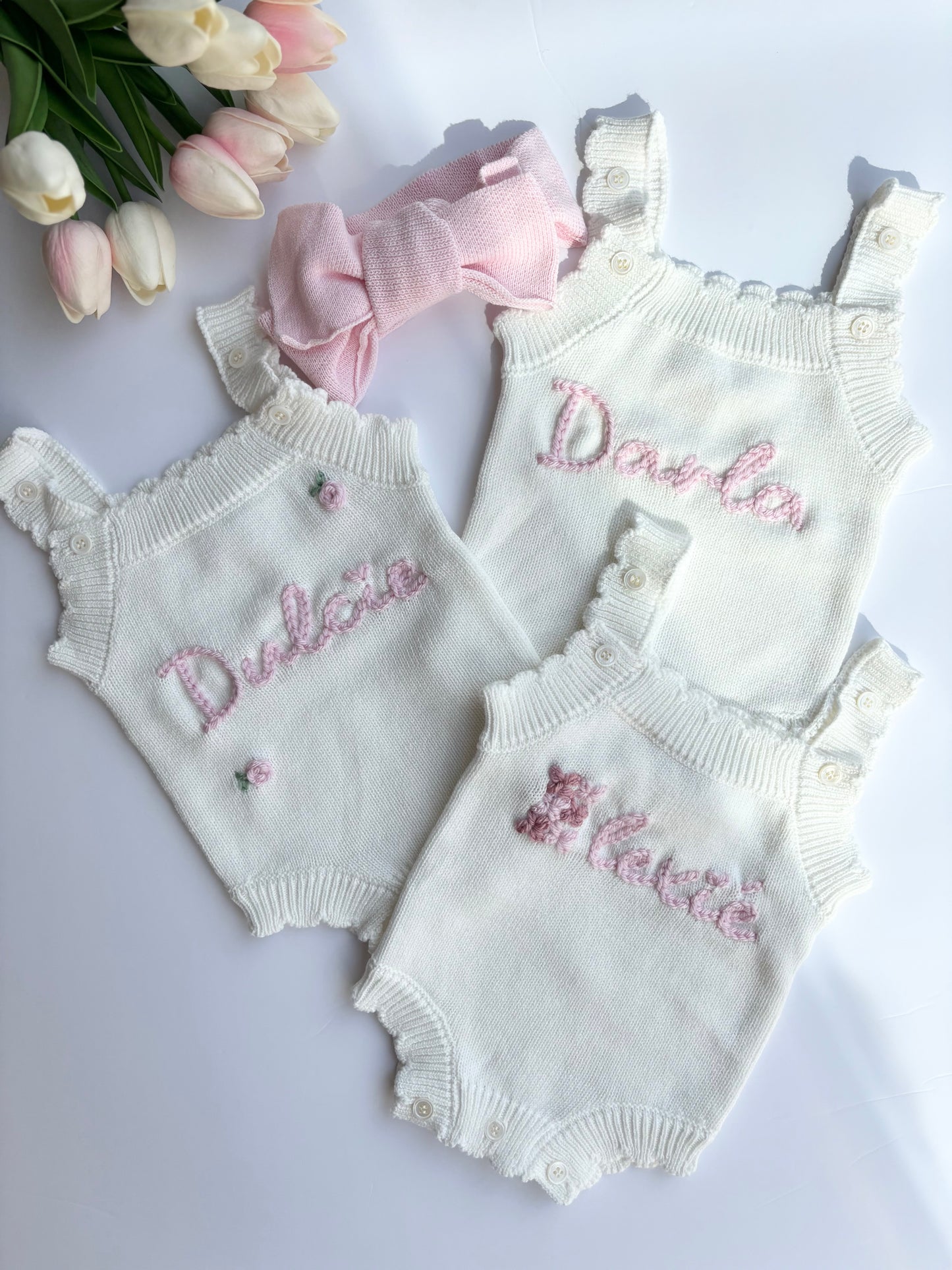 White Scallop Romper - Name Only