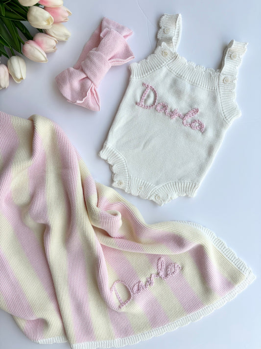 White Scallop Romper - Name Only