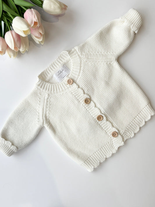 White Scallop Edge Cardigan