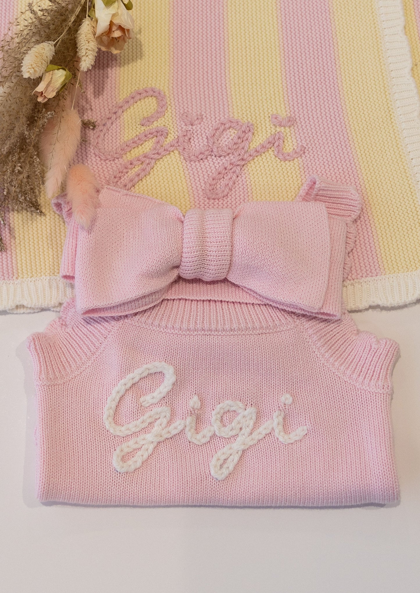 Pink and Yellow Stripe Scalloped Baby Blanket