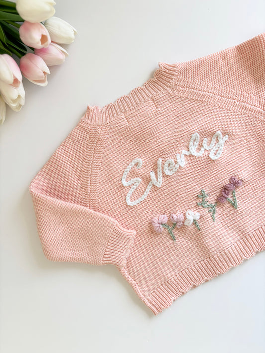 Peach Scalloped Edge Cardigan