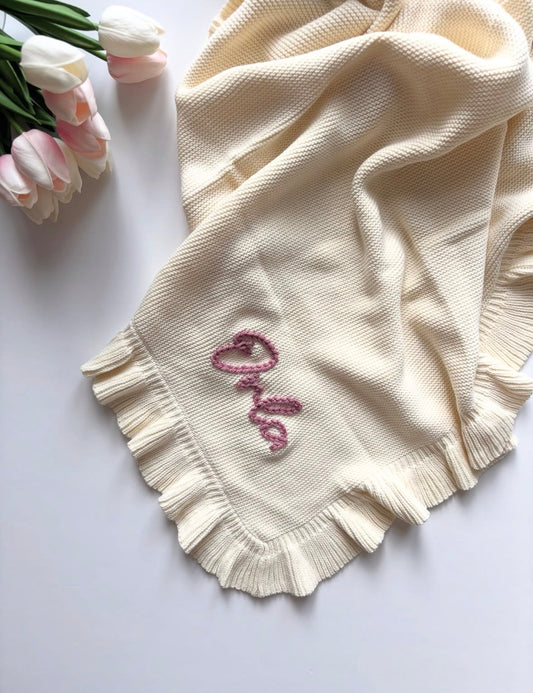 Personalised Frill Edge Baby Blanket